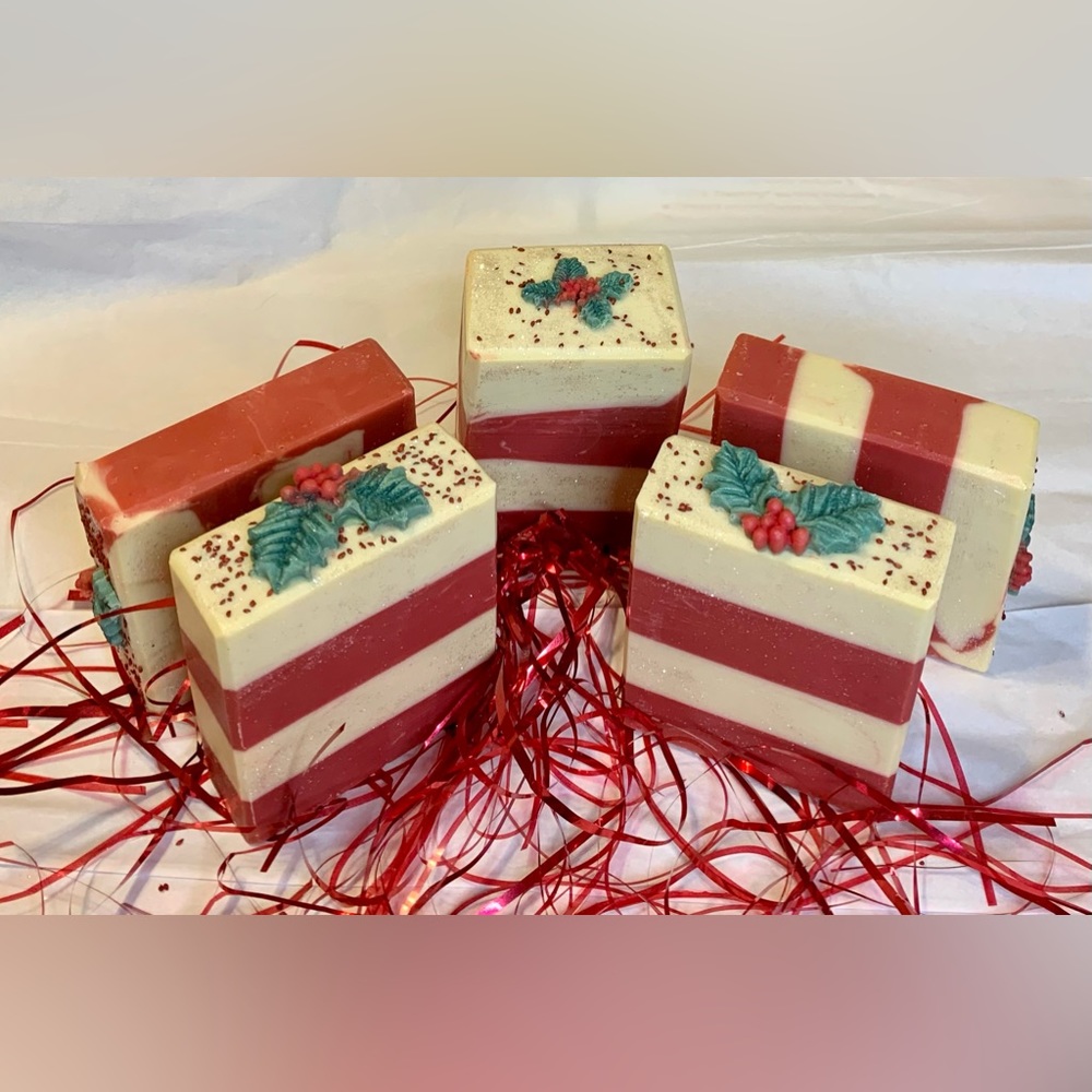 Sold out- Hand Crafted Artisan Holiday Vegan Soap with Soap Holly Attachment - Picture 4 of 10